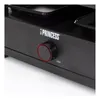 Close-up of a black raclette grill with a red-trimmed control knob and the 'PRINCESS' logo. Produktbild-Vorschau