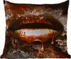 MuchoWow® Outdoor Kissen - Gold - Lippen - Kunst - Gold - Produktbild-Vorschau 1