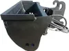 A black metal excavator bucket attachment is shown against a white background. Produktbild-Vorschau
