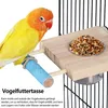 2er Set Vogelkäfig-Zubehör, Edelstahlnapf & Holzsitzstange, Produktbild-Vorschau 3