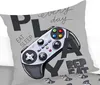 A pillow with a gaming theme, featuring a video game controller and text related to gaming. Produktbild-Vorschau