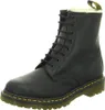 A black Dr. Martens boot with yellow stitching and white fur lining. Podgląd zdjęcia produktu
