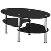 Oval Couchtisch aus Glas mit 2 Ebenen,Beistelltisch mit Produktbild-Vorschau 4