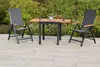 A garden furniture set with a table and two chairs on a patio, with greenery in the background. Produktbild-Vorschau