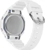 The back of a white Casio G-Shock watch with a silver buckle and a blue accent ring around the watch face. Anteprima dell’immagine prodotto