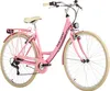 A pink vintage-style bicycle with beige tires and seat, shown against a white background. Produktbild-Vorschau