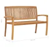 Panca da giardino impilabile con cuscino 128,5 cm in teak Anteprima dell’immagine prodotto 9