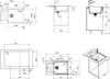 Technical drawings and diagrams of a sink and cabinet. Podgląd zdjęcia produktu