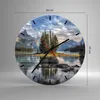 Wanduhr - Rund - Glasuhr - See Landschaft Natur - 30x30cm - Produktbild-Vorschau 3