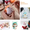 A collage of images showing felted wool crafts, including a person making a felted animal, a penguin phone charm, a dog with a camera, and a Santa Claus figure. Produktbild-Vorschau