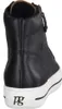 A black high-top sneaker with a white sole. Voir les images du produit