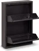 A black metal shoe cabinet with two open shelves. Anteprima dell’immagine prodotto