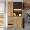 Merax Küchenschrank mit LED und Gewürzregal, Hochschrank Produktbild-Vorschau 6