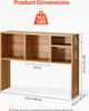 A diagram showing the dimensions of a wooden bookshelf. Voir les images du produit