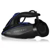 A product shot of a black and blue iron on a white background. Produktbild-Vorschau