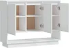 A white sideboard with open doors and shelves, shown against a white background. Náhľad obrázku produktu
