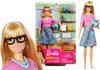 A collage of images showing a Barbie doll in packaging and a close-up of its face, along with a separate image of the doll standing. Podgląd zdjęcia produktu