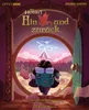 A fantasy-themed illustration of a hobbit with a backpack looking out a round window at a mountainous landscape. Náhled obrázku produktu