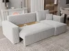 A light gray sectional sofa with a pull-out bed feature is shown in a living room setting. Produktbild-Vorschau