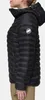 Side view of a woman wearing a black hooded puffer jacket. Produktbild-Vorschau