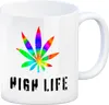 High Life Kaffeebecher mit Marihuanablatt in bunt Produktbild-Vorschau 1