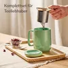 Teetasse mit Sieb und Deckel - Keramik Türkis - Hält Lange Produktbild-Vorschau 2