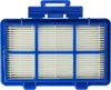 A top-down view of a blue and white vacuum cleaner filter. Produktbild-Vorschau
