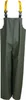 A pair of green waterproof overalls with yellow straps. Produktbild-Vorschau