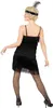 A woman wearing a black flapper dress and a feathered headband, posing against a white background. Produktbild-Vorschau