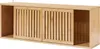 A wooden wall shelf with two sliding slatted doors. Produktbild-Vorschau