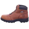 A side view of a brown work boot with a black sole. Podgląd zdjęcia produktu