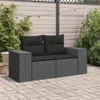 vidaXL Gartensofa mit Kissen 2-Sitzer Schwarz Poly Rattan Produktbild-Vorschau 3