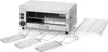 A stainless steel toaster oven with accessories on a white background. Anteprima dell’immagine prodotto