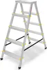 A silver step ladder with yellow accents, shown from a slightly angled front view on a white background. Produktbild-Vorschau