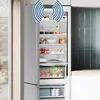 An open refrigerator filled with food items, with a graphic overlay indicating wireless connectivity. Podgląd zdjęcia produktu