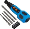 A cordless electric screwdriver with multiple bits and a bit holder, displayed on a white background. Podgląd zdjęcia produktu