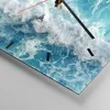 Wanduhr - Quadrat - Glasuhr - Meer Welle Ozean - 40x40cm - Produktbild-Vorschau 5