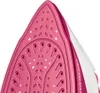 Close-up of the sole of a pink and white iron. Náhled obrázku produktu