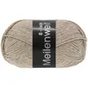 A ball of beige melange yarn with a black label. Produktbild-Vorschau