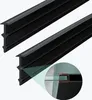 Two black H-shaped profiles are shown, with a magnified inset showing how they fit onto glass. Produktbild-Vorschau
