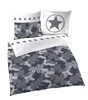 A bedding set with a camouflage pattern and star accents. Produktbild-Vorschau