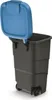A black wheeled trash can with a blue lid is shown against a white background. Náhled obrázku produktu