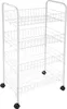 A white metal rolling cart with four wire baskets is shown against a white background. Náhľad obrázku produktu