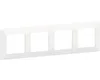 A white, rectangular frame with four square openings, designed to hold electrical outlets or switches. Anteprima dell’immagine prodotto