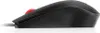 Side view of a black computer mouse with a red scroll wheel against a white background. Produktbild-Vorschau