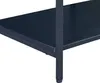 Close-up view of a dark blue shelf and its metal leg. Náhled obrázku produktu