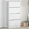 vidaXL Skriňa na topánky so 4 chlopňami biela 80x21x163,5 Náhľad obrázku produktu 1