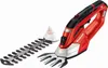 A red and black cordless grass and shrub shearer with its cutting attachments. Náhled obrázku produktu