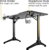 Underside view of a black gaming desk with features highlighted. Produktbild-Vorschau