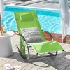 SoBuy Schaukelstuhl OGS28-GRx2 mit verstellbarer Rückenlehne und Kissen am Pool Náhled obrázku produktu